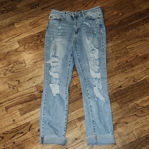 Judy Blue Light Blue Distressed Boyfriend Jeans